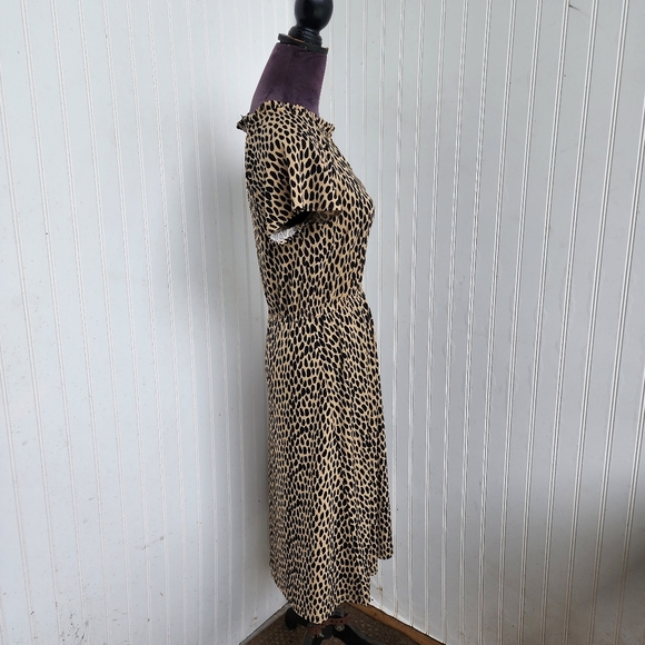 Talbots Women's Short Sleeve Dress Black Beige Pebble Stretch Midi Sz XS - Picture 7 of 15